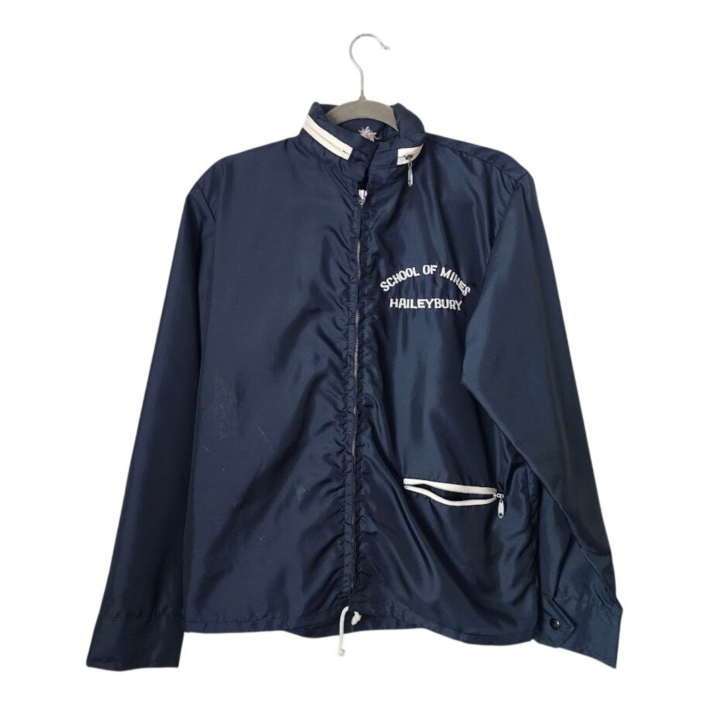 VINTAGE 60s 70s Haileybury School of Mines Jacket Navy Lightning Zipper size S